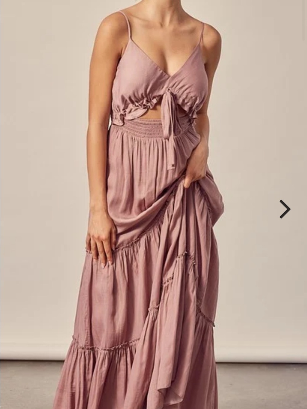 Women's Mauve Tie-Front Maxi Dress